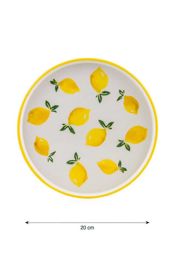 Sari Limon Baskılı Seramik Tabak Seti 4'lü 20 cm - 4