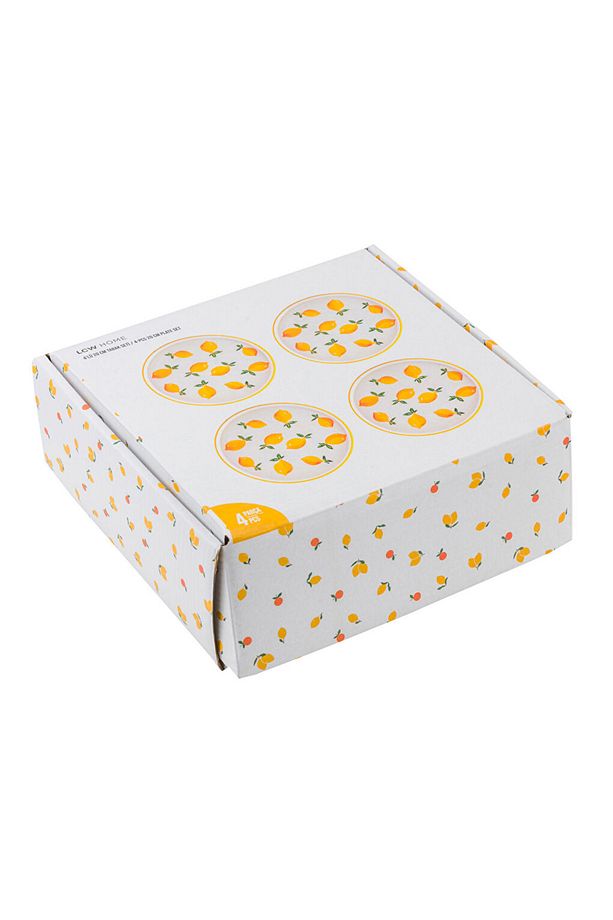 Sari Limon Baskılı Seramik Tabak Seti 4'lü 20 cm - 3