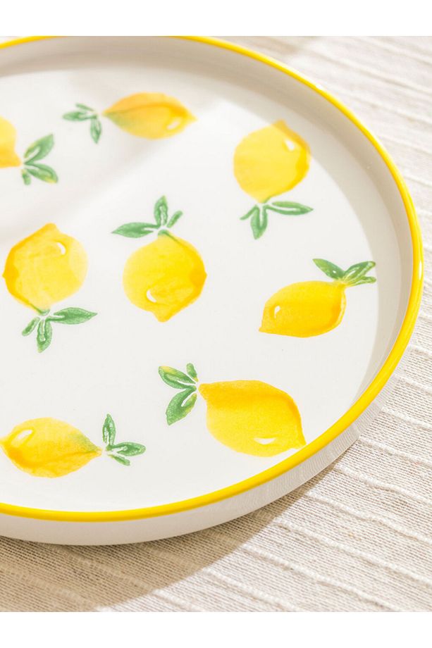 Sari Limon Baskılı Seramik Tabak Seti 4'lü 20 cm - 2
