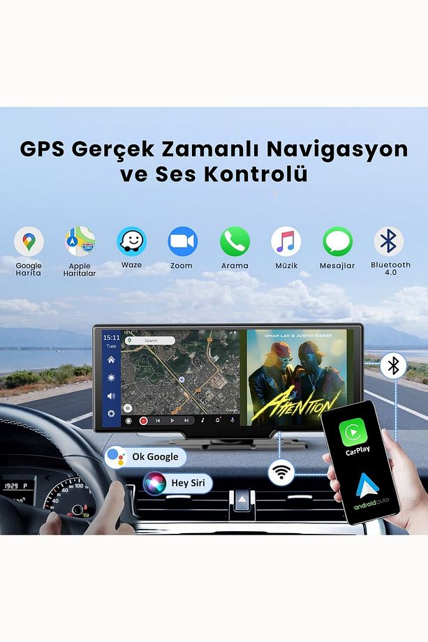 X1 Araç Ekranı CarPlay 10.2 inç 4K Apple Android Uyumlu Ön/Arka Kameralı - 4