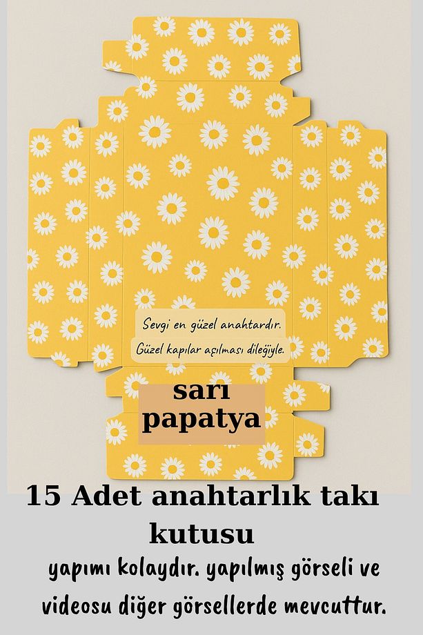 Askılı Anahtar Papatya Kutu | 15 Adet Anahtarlık Kutusu - Hediye Kutusu - Bujiteri Kutusu - 1