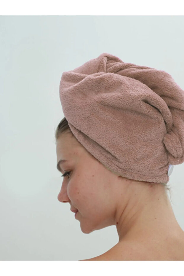 100% Cotton Hair Cap, Hair Towel Set of 2 – Button Elastic, Ideal for Hair Drying
