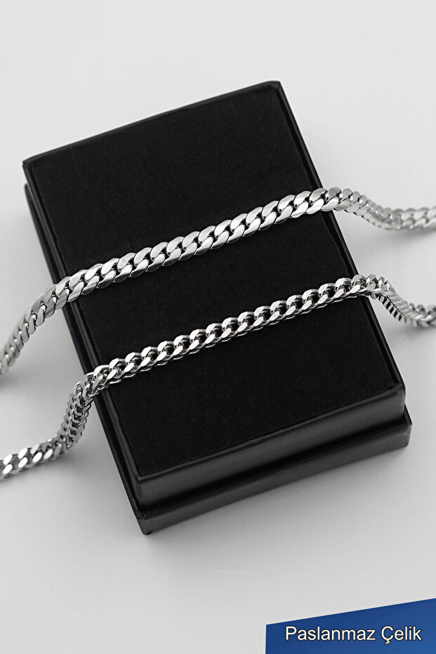 316L Steel Stainless Silver Men's Bracelet (2 Pcs)