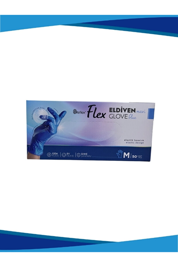 Flex Mavi Pudrasız Eldiven 50'li Medium - 1