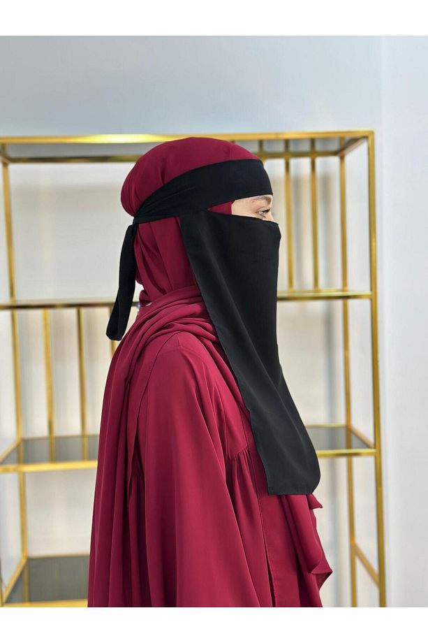peçe tek katlı , medine ipegi siyah renk - 3