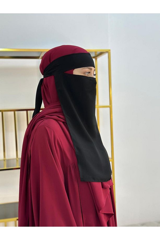 peçe tek katlı , medine ipegi siyah renk - 1