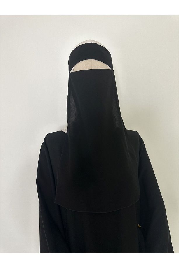 peçe tek katlı , medine ipegi siyah renk - 5