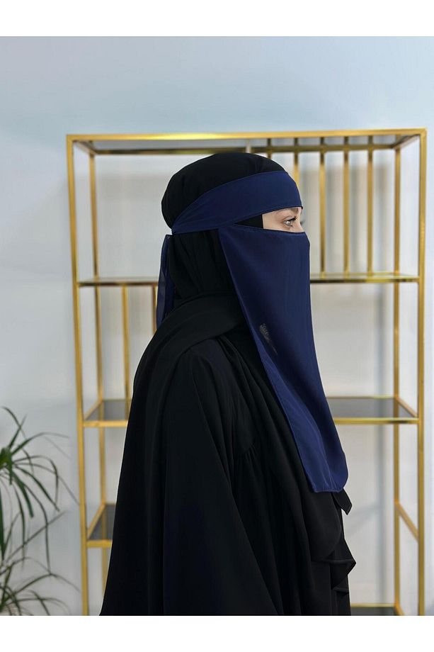 peçe tek katlı , medine ipegi lacivert renk - 2