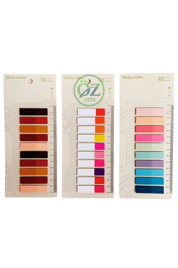 Pastel-Koyu Tonlar 600 Yaprak Şeffaf Cetvelli Postit Ayraç Not Kağıdı Seti 3 Adet set-5 - 1