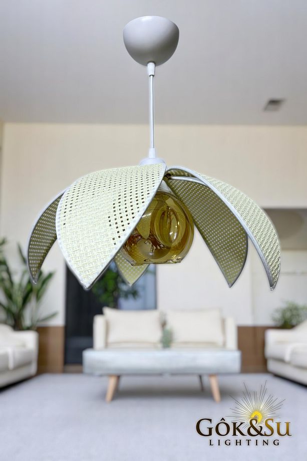 Rattan Pervane Model Sarkıt Avize Salon Oturma Odası Hol Antre Mutfak - 3