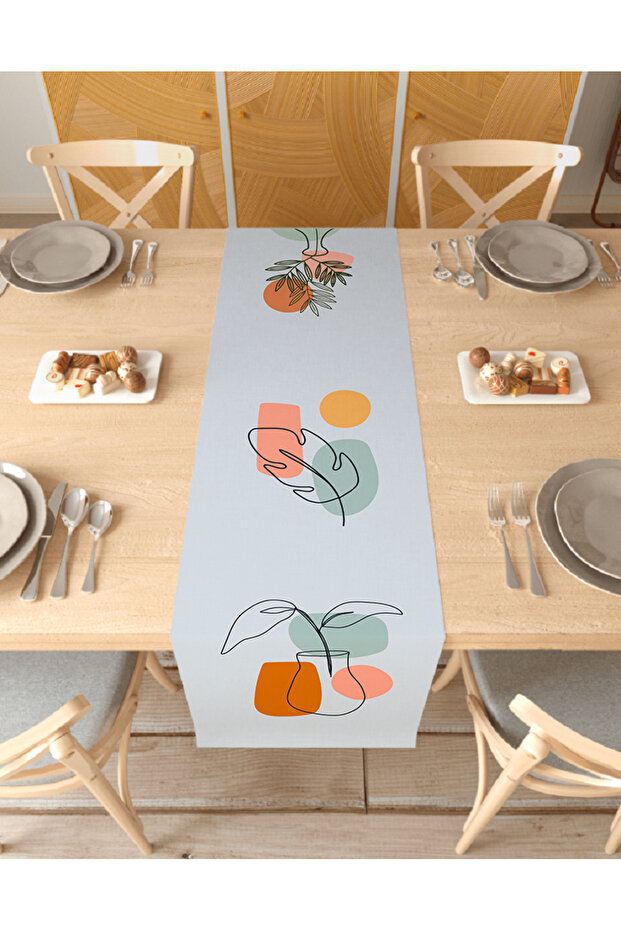 Vase Flower Bohemian Pattern Special Design Runner Printed Decorative Beige Tablecloth Modern Home Decoration