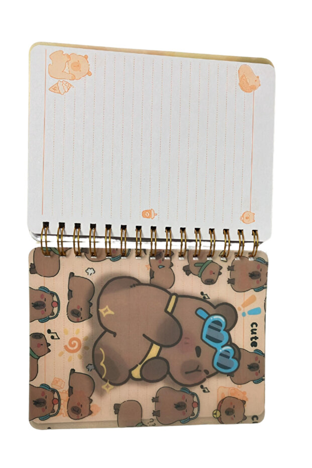 Capybara Capybara Striped Notebook with Bookmark 3D Tv Notebook Cover Variable Feature Ring Binder Notebook Gift - 6