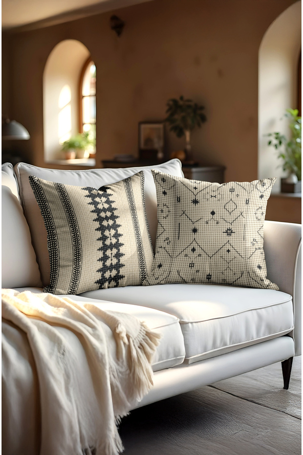 Digital Printed Patterned Throw Pillow Cover - Hidden Zipper on Two Sides