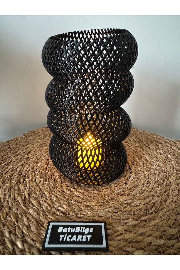 Modern Spiral Örgü Vazo ve Led Mum - 5