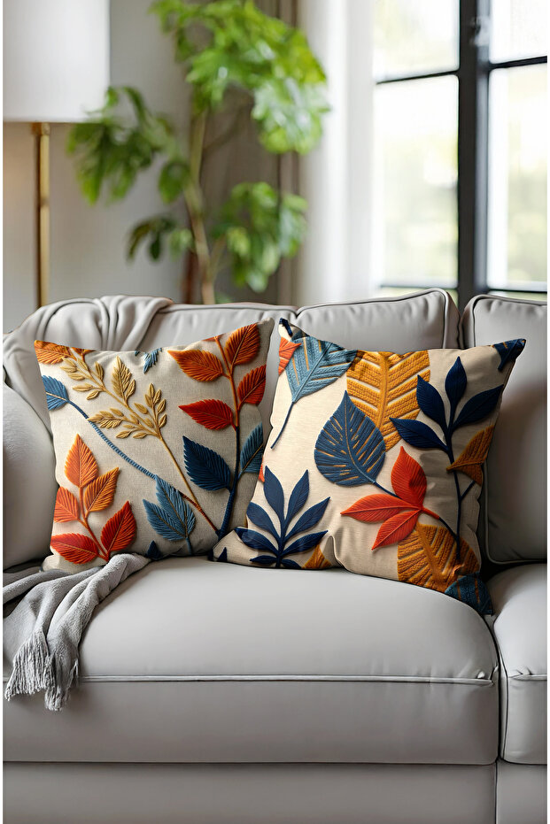 woven embroidery patterned digital print cushion cover. Double-sided hidden zipper 2-piece cushion cover