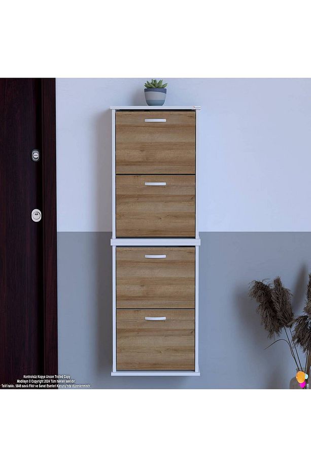 Umay' 2 Li Asma Antre Hol 52 X 148 X 25, 5 Cm’ Lik 4 Düşer Kapak 8 Göz Bölmeli Ayakkabılık - 3