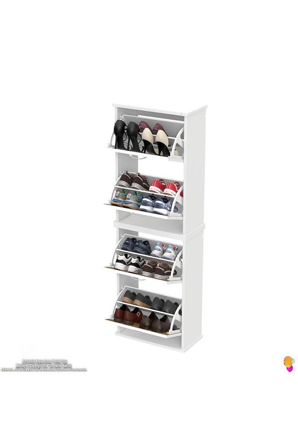 Umay' 2 Li Asma Antre Hol 52 X 148 X 25, 5 Cm’ Lik 4 Düşer Kapak 8 Göz Bölmeli Ayakkabılık - 5