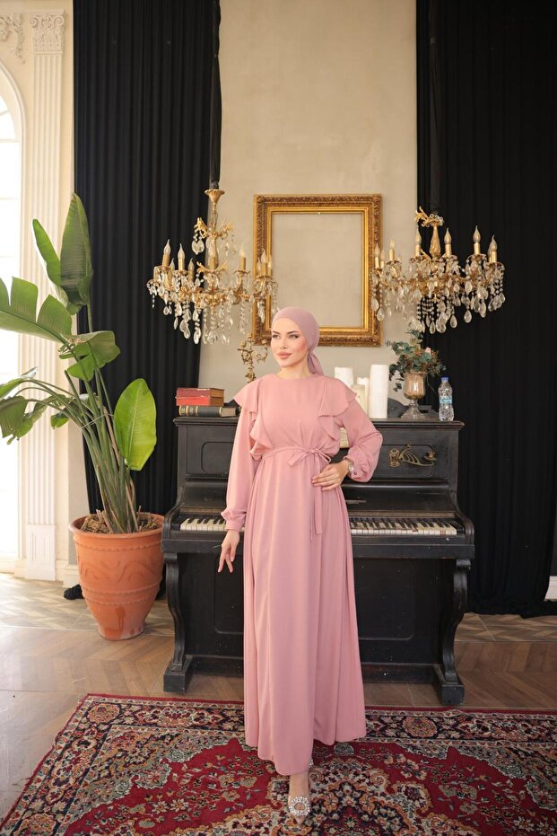 Ankanoor Shoulder Flounce Hijab Dress Anka255090
