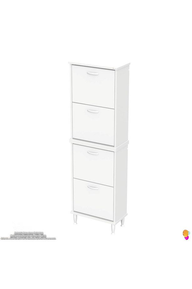 Umay' 2 Li Kapı Önü 52 X 160 X 25,5 Cm’ Lik 4 Düşer Kapak 8 Göz Bölmeli Ayakkabılık - 6