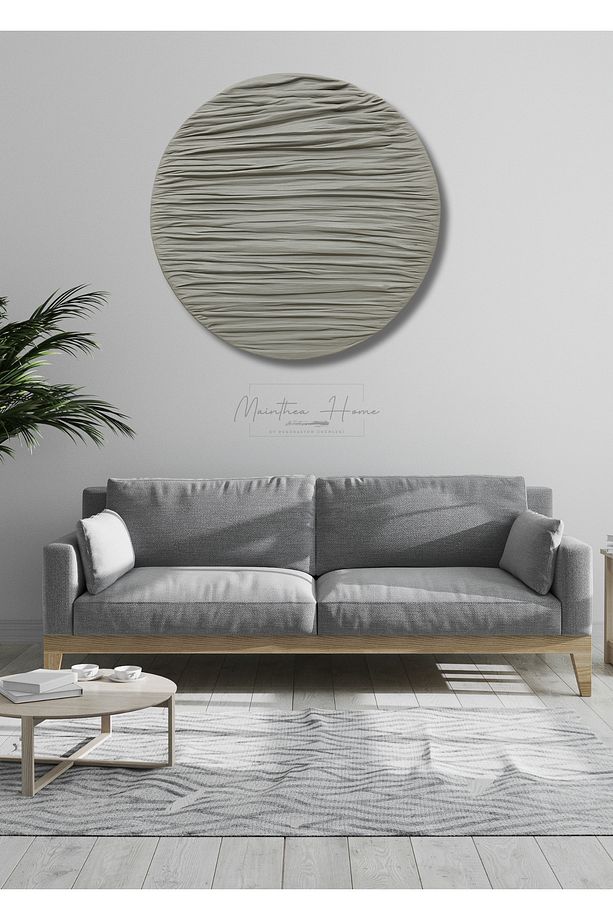 Dokulu Bohem Modern Yuvarlak Mdf Alçı Kanvas Tablo - 1