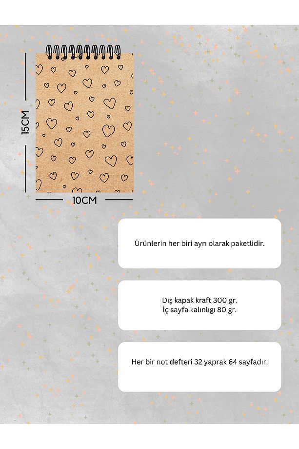 4'lü Defter Set 10 X 13,5 Cm Kareli Defter Kraft Kapak Spiralli Defter Notebook - 2
