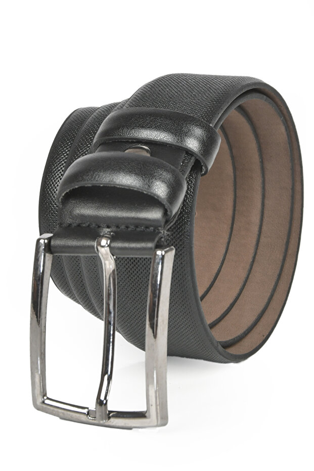 Men's Black 3.5 cm Laser Engraved Classic Faux Leather Belt 2402628