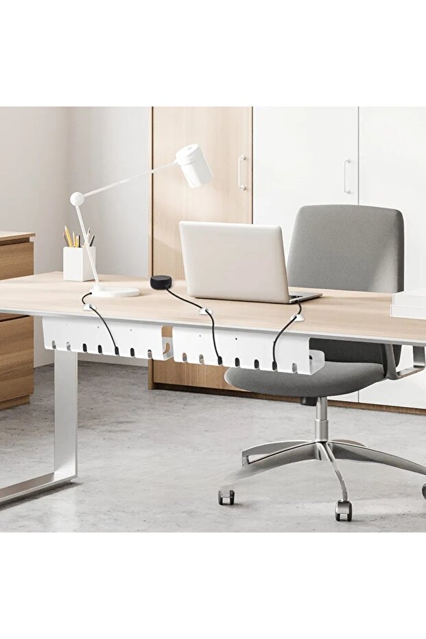 2-Piece White under Desk Cable Organizer