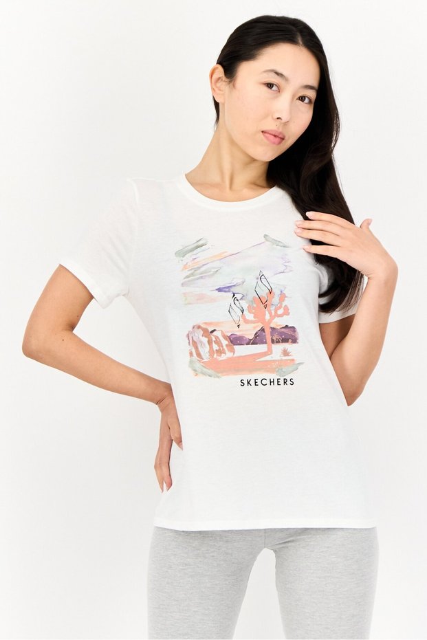 Women Sportswear Fit Short Sleeves Outdoor T-Shirt, White