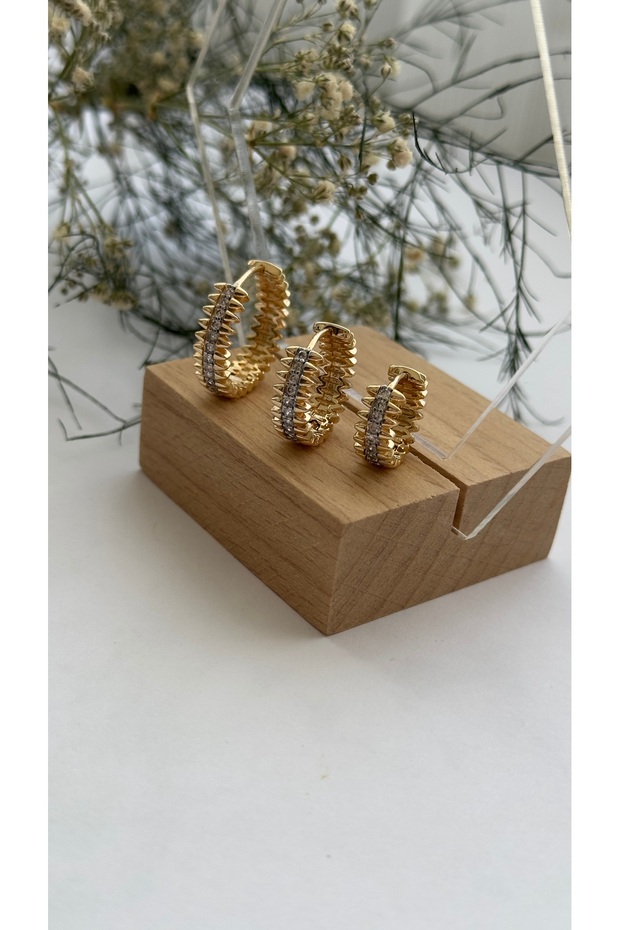 Çivi Model Serenay 3lü Küpe - 3