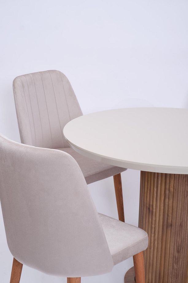 Bohem Milano Yuvarlak Lak Panel Mutfak Masa Takımı 100cm - 2