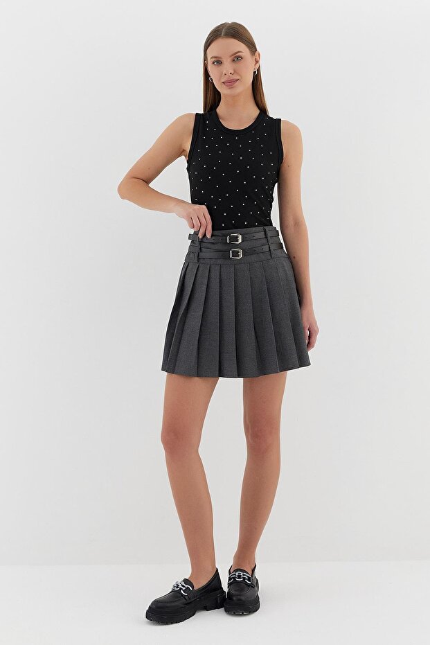 Stone Printed Undershirt Black - 1