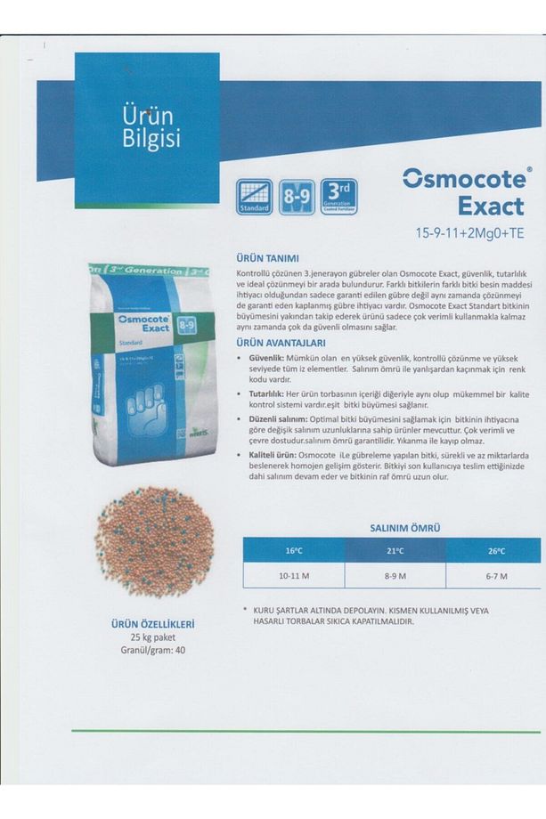 Osmocote Exact 8-9 Aylık Yavaş Salınımlı Akıllı Gübre 1 Kg (15-9-11+2mgo) - 2