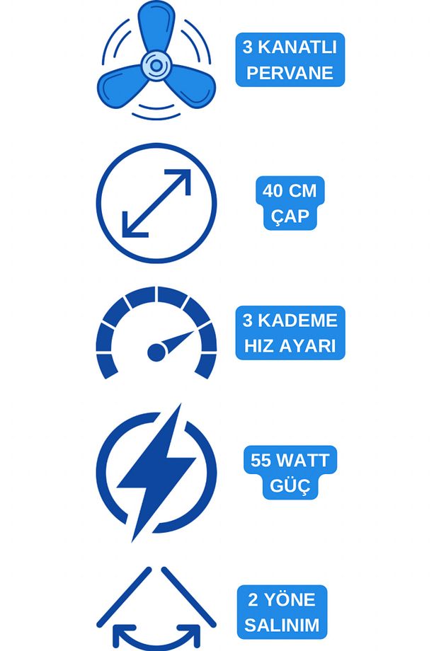 VANTİLATÖR DN91002 MERKÜR 16" SANAYİ TİP-2 SALINIM - 55W - 2