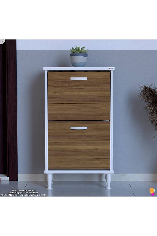 Umay Kapı Önü 52 X 90 X 25, 5 Cm’ Lik 2 Düşer Kapak 4 Göz Bölmeli Ayakkabılık - 4