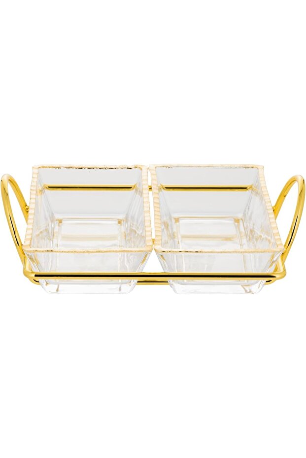 Glass Serving Dishes With Handle, Set Of 2, K623053/3, Multi-color, By Al Saif - 2
