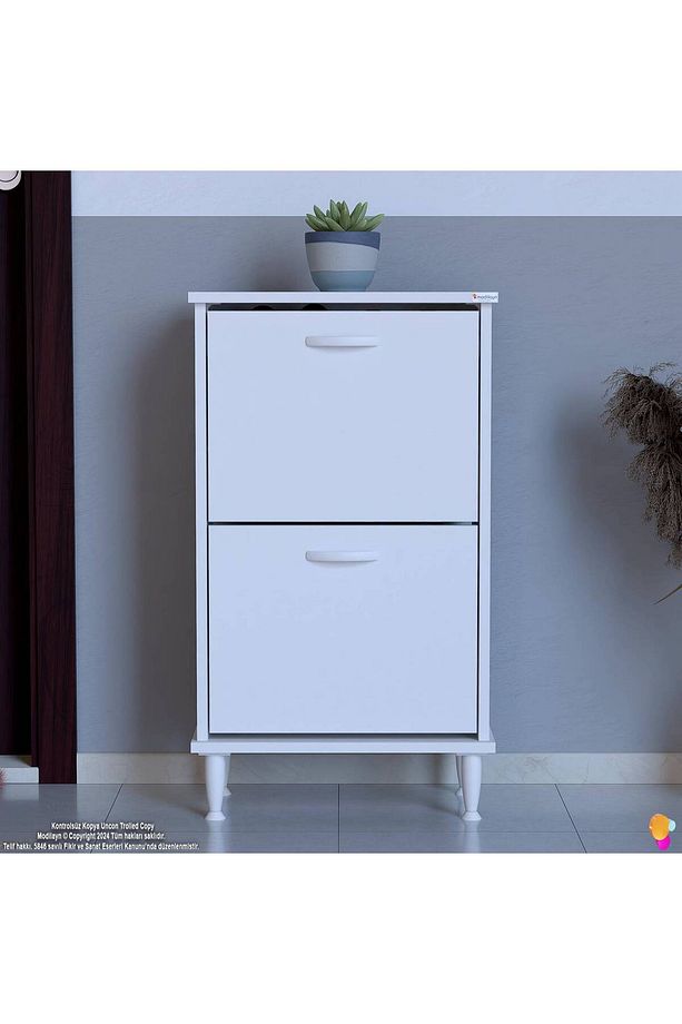 Umay Kapı Önü 52 X 90 X 25,5 Cm’lik 2 Düşer Kapak 4 Göz Bölmeli Ayakkabılık - 4
