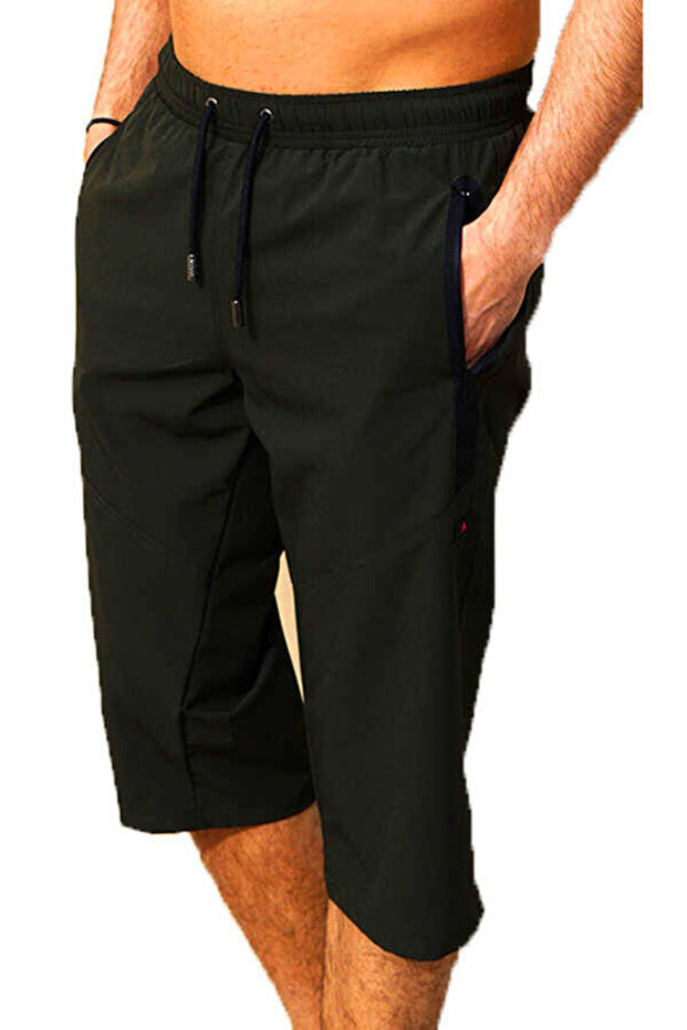 Navy Blue Large Size Water-Repellent Below-Knee Men's Pool Sea Capri - B941-Navy Blue-Battal