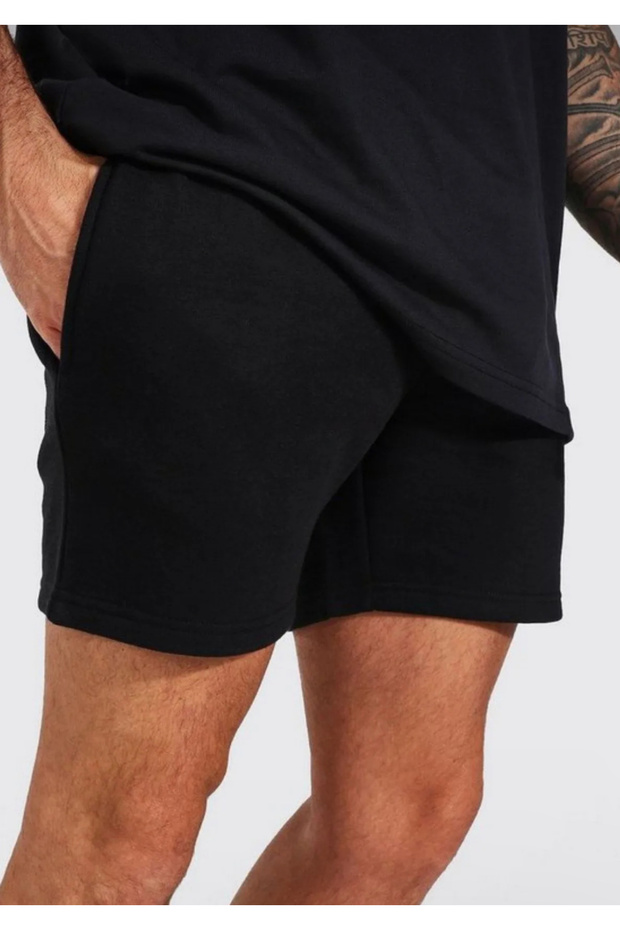 ERKEK Siyah-gri 2'li Düz Renk Regular şort - 2