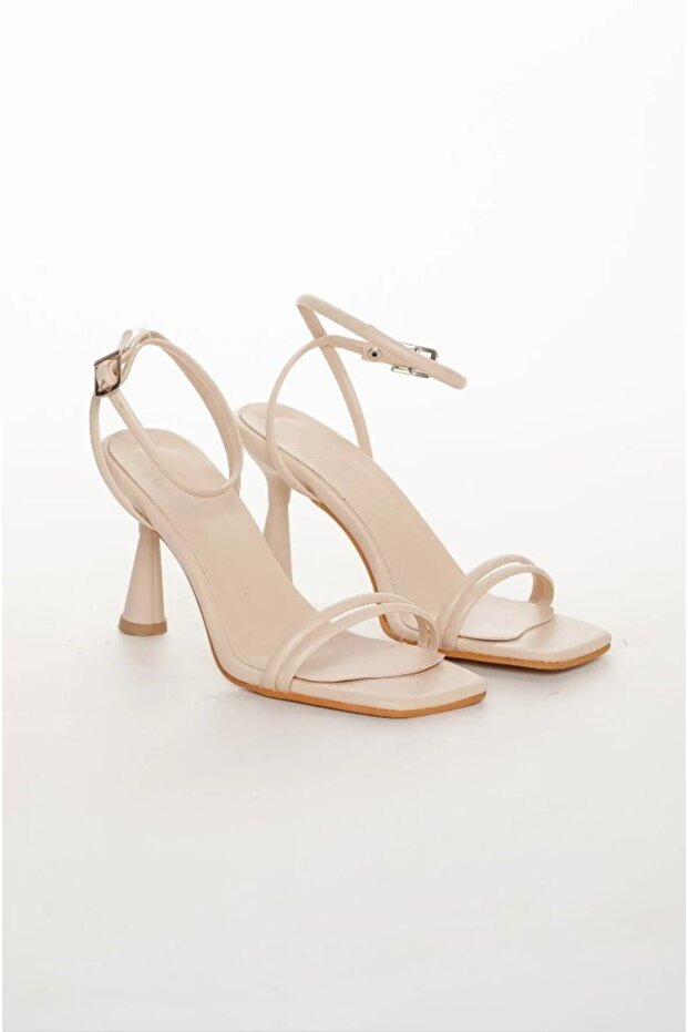 Women's Beige Summer Heeled Shoes 8 cm Heel