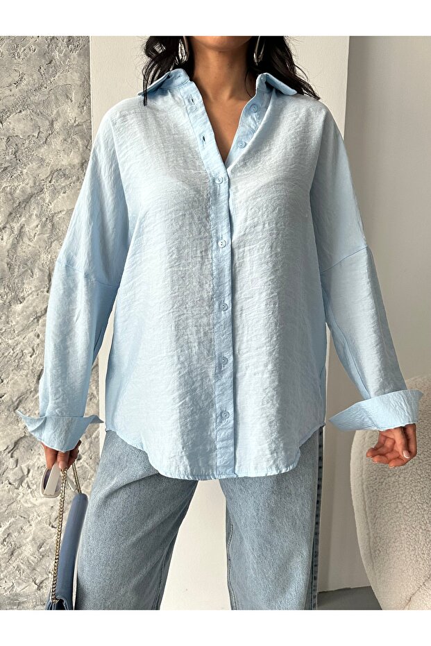 çizgili poplin gömlek - 1