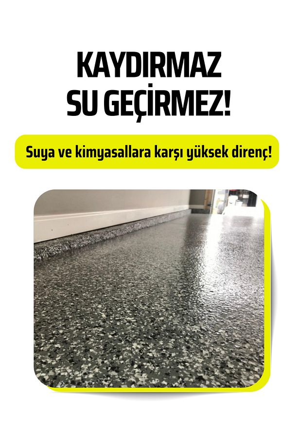 Kaydırmaz Pullu Zemin Kaplama, Antibakteriyel, Su Geçirmez, Estetik Flake Sistem İç ve Dış Cephe - 3