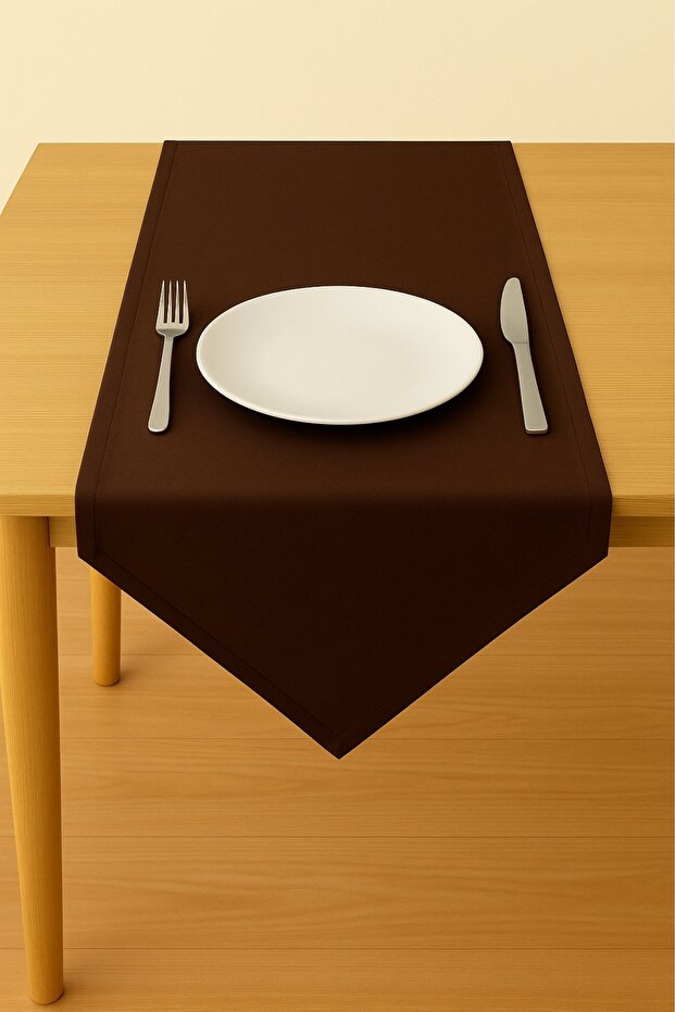 Luna Series Velvet Textured Triangle Runner - Brown