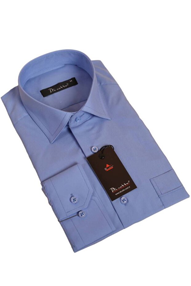 Dark Blue Relaxed Cut Pocketed Long Sleeve Regular Fit Men's Shirt - 150-23
