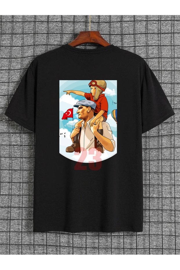 Unisex Oversize 23 April National Sovereignty and Children's Day Ataturk Flag Design T-shirt T-Shirt