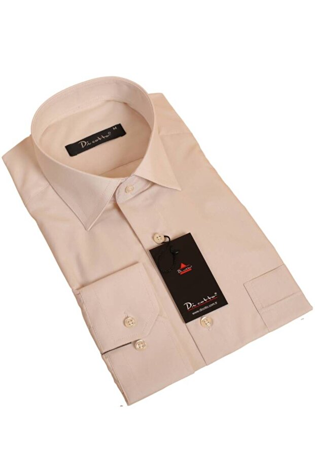 Beige Relaxed Cut Pocketed Long Sleeve Regular Fit Men's Shirt - 150-11