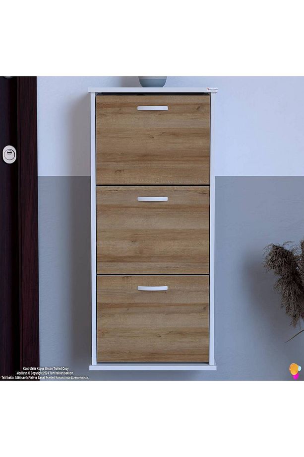 Varbi Asma Kapı Önü 52 X 115 X 25, 5 Cm’ Lik 3 Düşer Kapak 6 Göz Bölmeli Ayakkabılık - 4