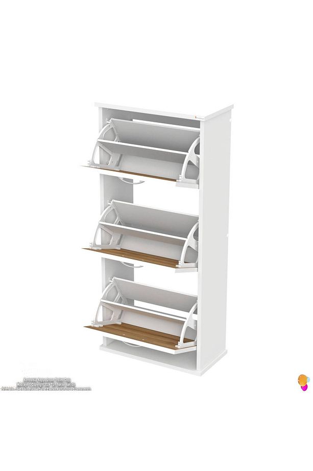 Varbi Asma Kapı Önü 52 X 115 X 25, 5 Cm’ Lik 3 Düşer Kapak 6 Göz Bölmeli Ayakkabılık - 7