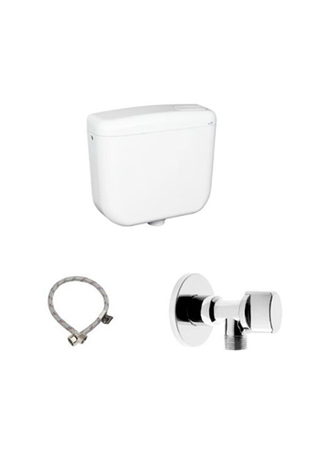 Concept WC cistern 1.9 l, monobloc, White, with corner tap 1/2 x 1/2 and water supply connection 1/2 - 1