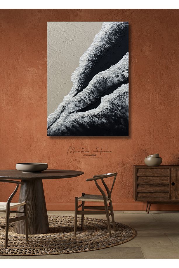 Dokulu Alçı Tablo – Sonsuz Kıyı  El Yapımı 3D Dekoratif Duvar Tablosu - 1