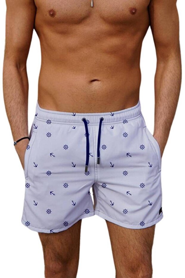 Large Size Water Repellent Digital Printed Men's Beach Swim Shorts Swimsuit - 140-White